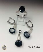 سرویس نقره نگین اصلی یاقوت کبود زنانه طرح فریبا - کد 7018 - تصویر 2