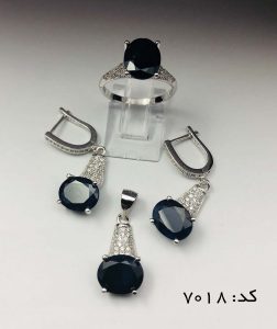 سرویس نقره نگین اصلی یاقوت کبود زنانه طرح فریبا - کد 7018 - تصویر 2