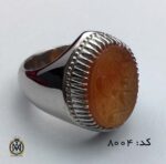انگشتر عقیق یمن با حکاکی یا علی مدد هنر استاد احمد مردانه - کد 8004 - تصویر 2