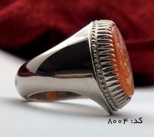 انگشتر عقیق یمن با حکاکی یا علی مدد هنر استاد احمد مردانه - کد 8004 - تصویر 3