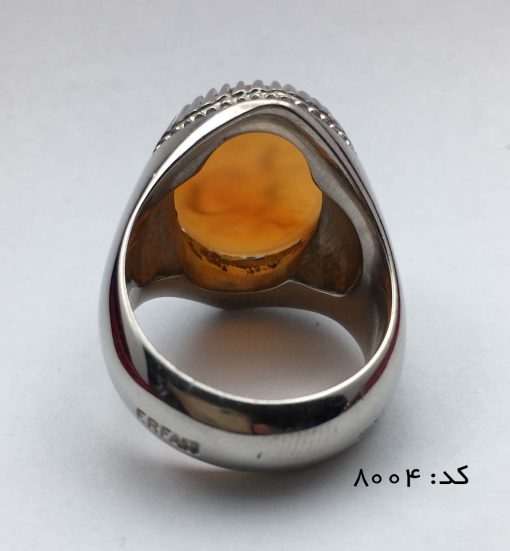 انگشتر عقیق یمن با حکاکی یا علی مدد هنر استاد احمد مردانه - کد 8004 - تصویر 5