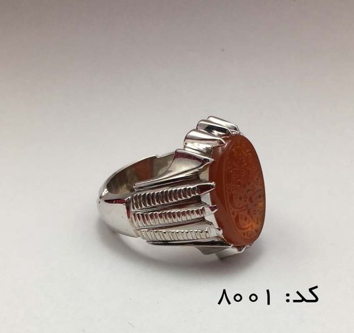 انگشتر عقیق یمن حکاکی حسين منی وانا من حسین هنر دست استاد احمد مردانه - کد 8001 - تصویر 2