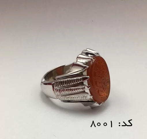 انگشتر عقیق یمن حکاکی حسين منی وانا من حسین هنر دست استاد احمد مردانه - کد 8001 - تصویر 2