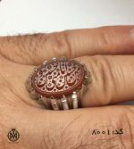 انگشتر عقیق یمن حکاکی حسين منی وانا من حسین هنر دست استاد احمد مردانه - کد 8001