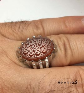 IMG_E7106 انگشتر عقیق یمن حکاکی حسين منی وانا من حسین هنر دست استاد احمد مردانه - کد 8001