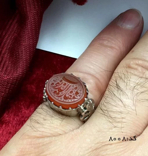 انگشتر عقیق یمن با حکاکی یا غفار الذنوب هنر دست استاد حیدر مردانه - کد 8008 - تصویر 6