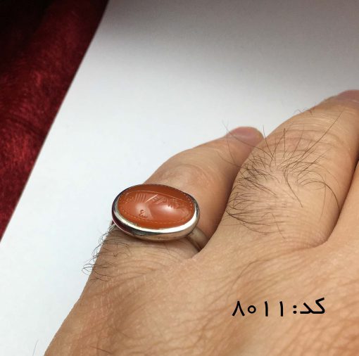 انگشتر عقیق یمن با حکاکی شرف الشمس استاد ضابطی مردانه - کد 8011 - تصویر 4