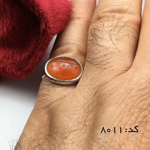 انگشتر عقیق یمن با حکاکی شرف الشمس استاد ضابطی مردانه - کد 8011 - تصویر 5