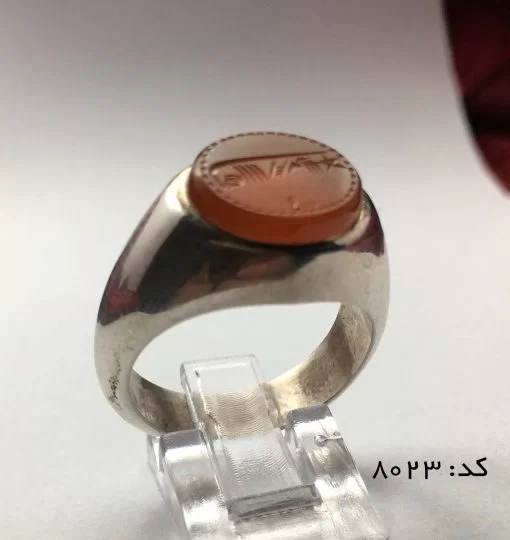 انگشتر عقیق یمن با حکاکی شرف الشمس هنر دست استاد ضابطی مردانه - کد 8023 - تصویر 7