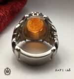 انگشتر عقیق یمن با حکاکی یا ثارالله وابن ثاره هنر دست استاد حیدر مردانه - کد 8021 - تصویر 4