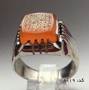 IMG_E7223 انگشتر عقیق یمن با حکاکی هفت شرف هنر دست استاد ضابطی مردانه  - کد 8019