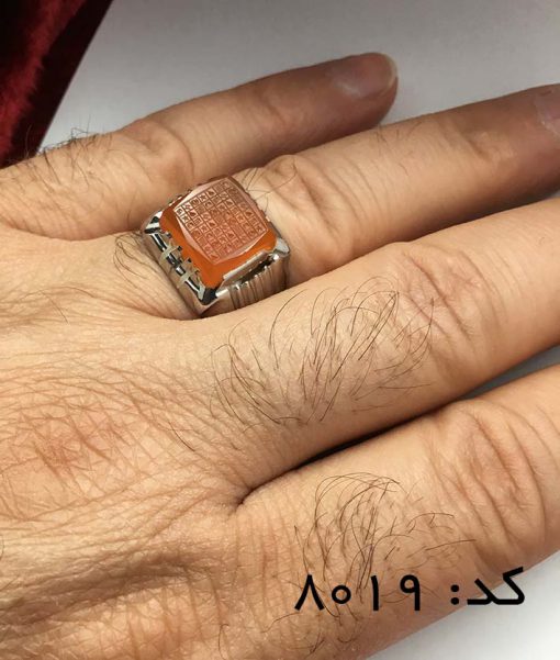 IMG_E7225 انگشتر عقیق یمن با حکاکی هفت شرف هنر دست استاد ضابطی مردانه  - کد 8019 - تصویر 6