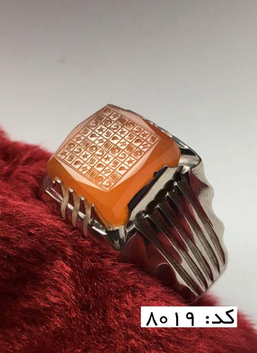 IMG_E7227 انگشتر عقیق یمن با حکاکی هفت شرف هنر دست استاد ضابطی مردانه  - کد 8019 - تصویر 7