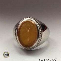 انگشتر عقیق یمن با حکاکی شرف الشمس هنر دست استاد ضابطی مردانه - کد 8017