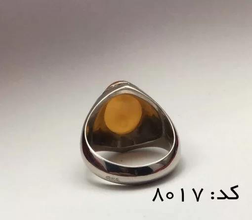 انگشتر عقیق یمن با حکاکی شرف الشمس هنر دست استاد ضابطی مردانه - کد 8017 - تصویر 6
