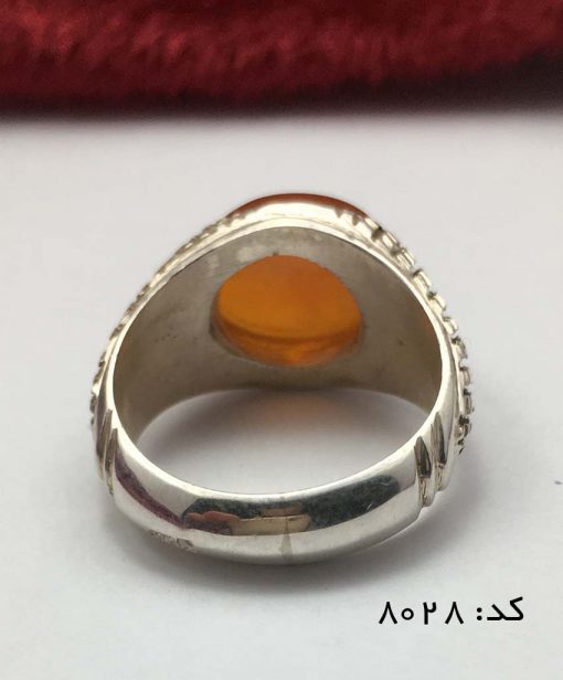 انگشتر عقیق یمن با حکاکی شرف الشمس هنر دست استاد ضابطی مردانه - کد 8028 - تصویر 6