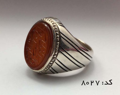 انگشتر عقیق یمن با حکاکی انا خادم الحسین المظلوم هنر دست استاد حیدر مردانه- کد 8027 - تصویر 2