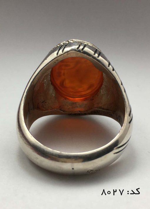 انگشتر عقیق یمن با حکاکی انا خادم الحسین المظلوم هنر دست استاد حیدر مردانه- کد 8027 - تصویر 5