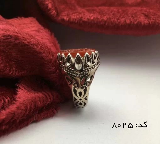 انگشتر عقیق یمن با حکاکی یا امام الرئوف هنر دست استاد حیدر مردانه - کد 8025 - تصویر 3