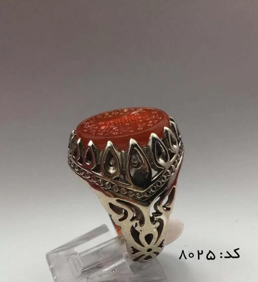 انگشتر عقیق یمن با حکاکی یا امام الرئوف هنر دست استاد حیدر مردانه - کد 8025 - تصویر 5