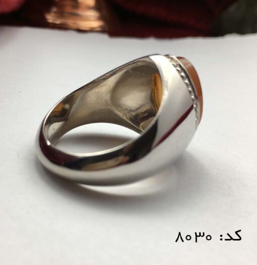 انگشتر عقیق یمن با حکاکی شرف الشمس هنر دست استاد ضابطی مردانه - کد 8030 - تصویر 4
