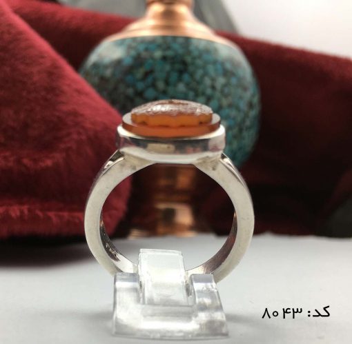 انگشتر عقیق یمن با حکاکی و من یتق الله هنر دست استاد ضابطی مردانه - کد 8043 - تصویر 2