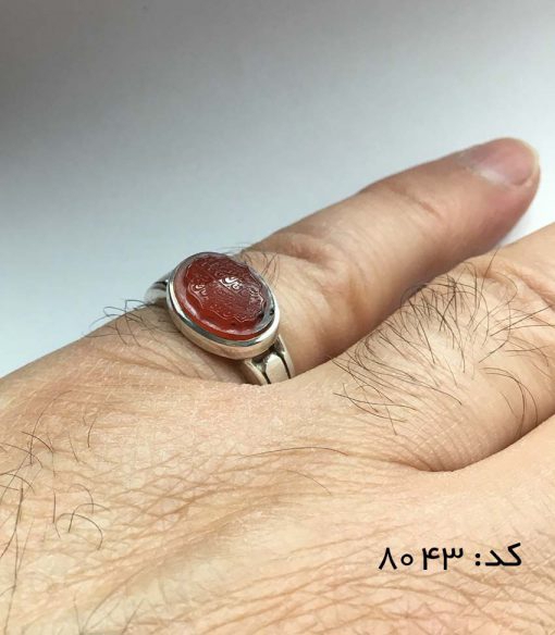 انگشتر عقیق یمن با حکاکی و من یتق الله هنر دست استاد ضابطی مردانه - کد 8043 - تصویر 4