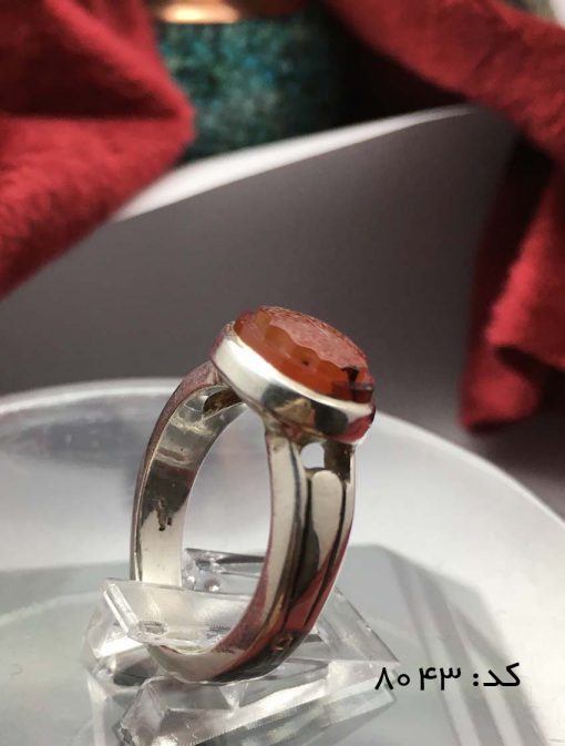 انگشتر عقیق یمن با حکاکی و من یتق الله هنر دست استاد ضابطی مردانه - کد 8043 - تصویر 6