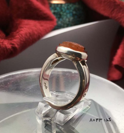 انگشتر عقیق یمن با حکاکی و من یتق الله هنر دست استاد ضابطی مردانه - کد 8043 - تصویر 8