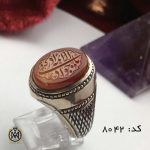 IMG_E7415 انگشتر عقیق یمن با حکاکی یا جواد الائمه ادرکنی هنر دست استاد حیدر مردانه - کد 8042 - تصویر 4