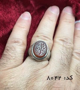 IMG_E7419 انگشتر عقیق یمن با حکاکی یا جواد الائمه ادرکنی هنر دست استاد حیدر مردانه - کد 8042 - تصویر 6