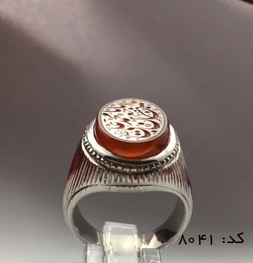انگشتر عقیق یمن یا ابا جعفر محمد بن علی هنر دست استاد حیدر مردانه - کد 8041 - تصویر 2