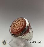 انگشتر عقیق یمن یا ابا جعفر محمد بن علی هنر دست استاد حیدر مردانه - کد 8041 - تصویر 3