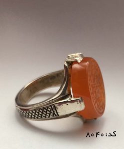 انگشتر عقیق یمن خوش رنگ با حکاکی یا علی مدد، محمد مردانه - کد 8040 - تصویر 2