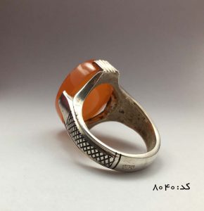 انگشتر عقیق یمن خوش رنگ با حکاکی یا علی مدد، محمد مردانه - کد 8040 - تصویر 5