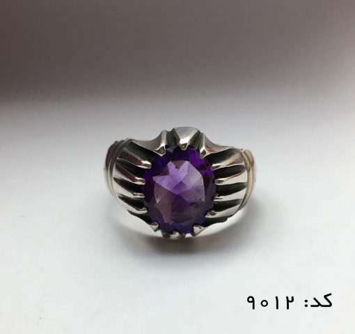 انگشتر آمتیست خوش رنگ و مرغوب مردانه - کد 8012 - تصویر 2