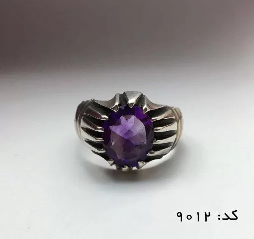 انگشتر آمتیست خوش رنگ و مرغوب مردانه - کد 8012 - تصویر 2