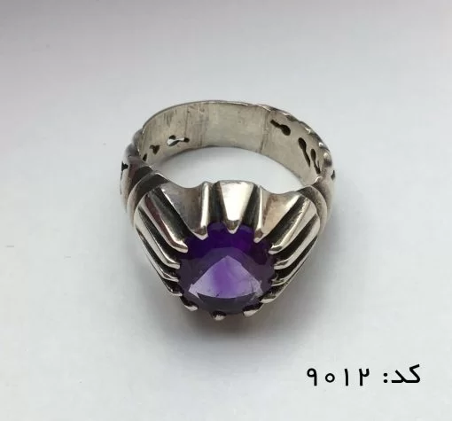 انگشتر آمتیست خوش رنگ و مرغوب مردانه - کد 8012 - تصویر 3