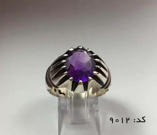 انگشتر آمتیست خوش رنگ و مرغوب مردانه - کد 8012 - تصویر 4