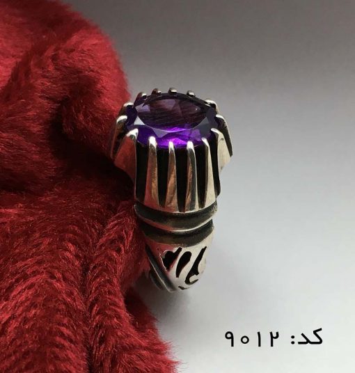 انگشتر آمتیست خوش رنگ و مرغوب مردانه - کد 8012 - تصویر 5