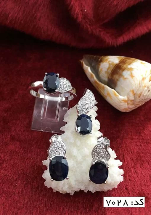 سرویس یاقوت کبود اصل زنانه طرح ارغوان - کد 7028 - تصویر 5