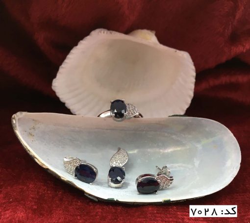 سرویس یاقوت کبود اصل زنانه طرح ارغوان - کد 7028 - تصویر 6