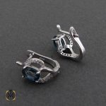 گوشواره جواهر دجواهربازار نقره سرویس توپاز لندن زنانه خوش رنگ و معدنی طرح الیسا - کد 7024 - تصویر 5