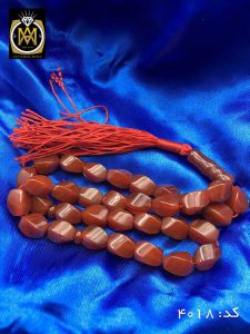 تسبیح عقیق قرمز 33 دانه تراش ممتاز طرح پیچ مرغوب - کد 4018 - تصویر 2