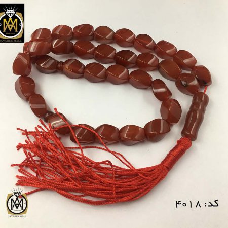 تسبیح عقیق قرمز 33 دانه تراش ممتاز طرح پیچ مرغوب - کد 4018 تسبیح عقیق قرمز 33 دانه تراش ممتاز طرح پیچ مرغوب - کد 4018