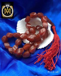 تسبیح عقیق قرمز 33 دانه تراش ممتاز طرح پیچ مرغوب - کد 4018 - تصویر 4