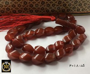 تسبیح عقیق قرمز 33 دانه تراش ممتاز طرح پیچ مرغوب - کد 4018 - تصویر 5