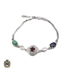 دستبند نقره یاقوت و زمرد زنانه – کد 1022 دستبند نقره یاقوت و زمرد زنانه – کد 1022