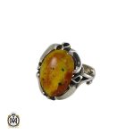 1 انگشتر کهربا مردانه بولونی لهستان اصل - کد 8045
