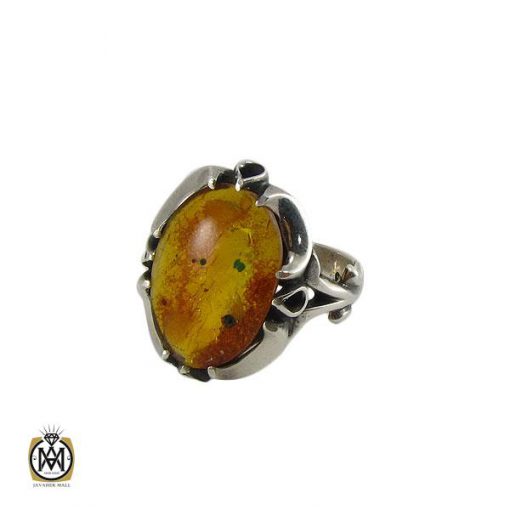 1 انگشتر کهربا مردانه بولونی لهستان اصل - کد 8045 - تصویر 1